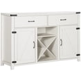 thumbnail image 1 of Homiyad Farmhouse Coffee Bar Cabinet, Sideboard Buffet Cabinet Wine Cabinet with Drawers, Barn Style Doors, Wine Rack, White, 1 of 8