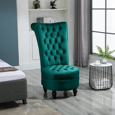 HOMCOM Retro High Back Armless Chair with Velvet-touch Fabric and Circle Feet