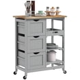 thumbnail image 1 of HOMCOM Rolling Kitchen Island Cart, Bar Serving Cart, Compact Trolley on Wheels with Wood Top, Shelves & Drawers for Home Dining Area, Gray, 1 of 8