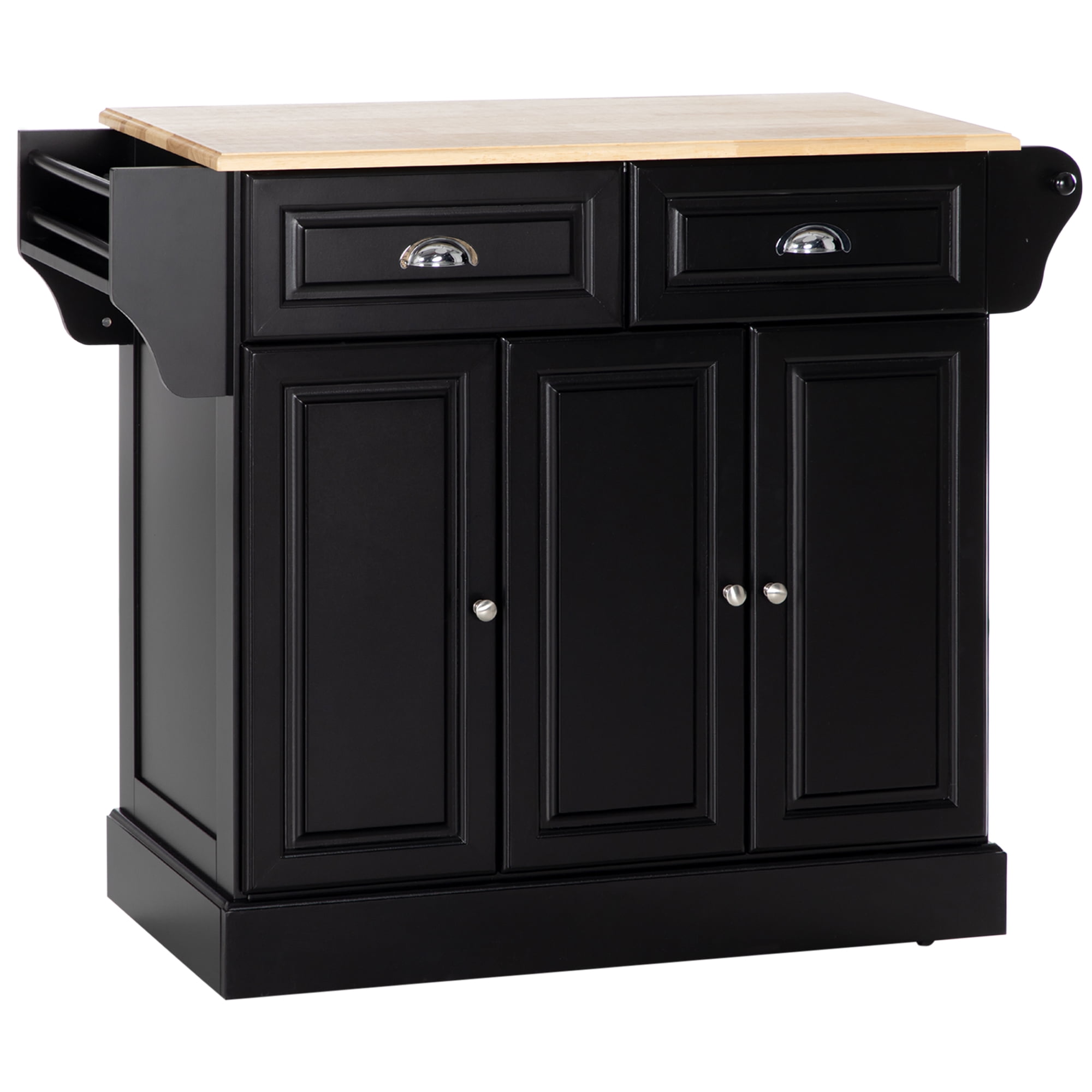 Image showcasing HOMCOM Rolling Kitchen Island with Storage, Kitchen Cart with Wheels ...