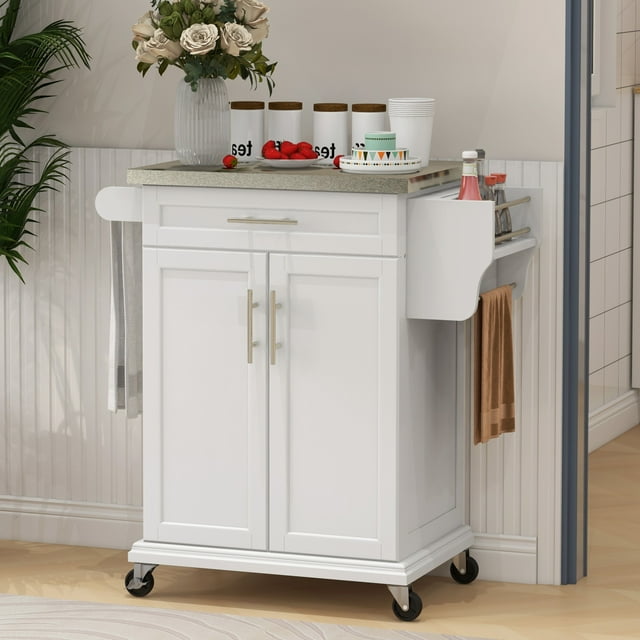 Rolling Kitchen Island Utility Trolley, Storage Cart on Wheels