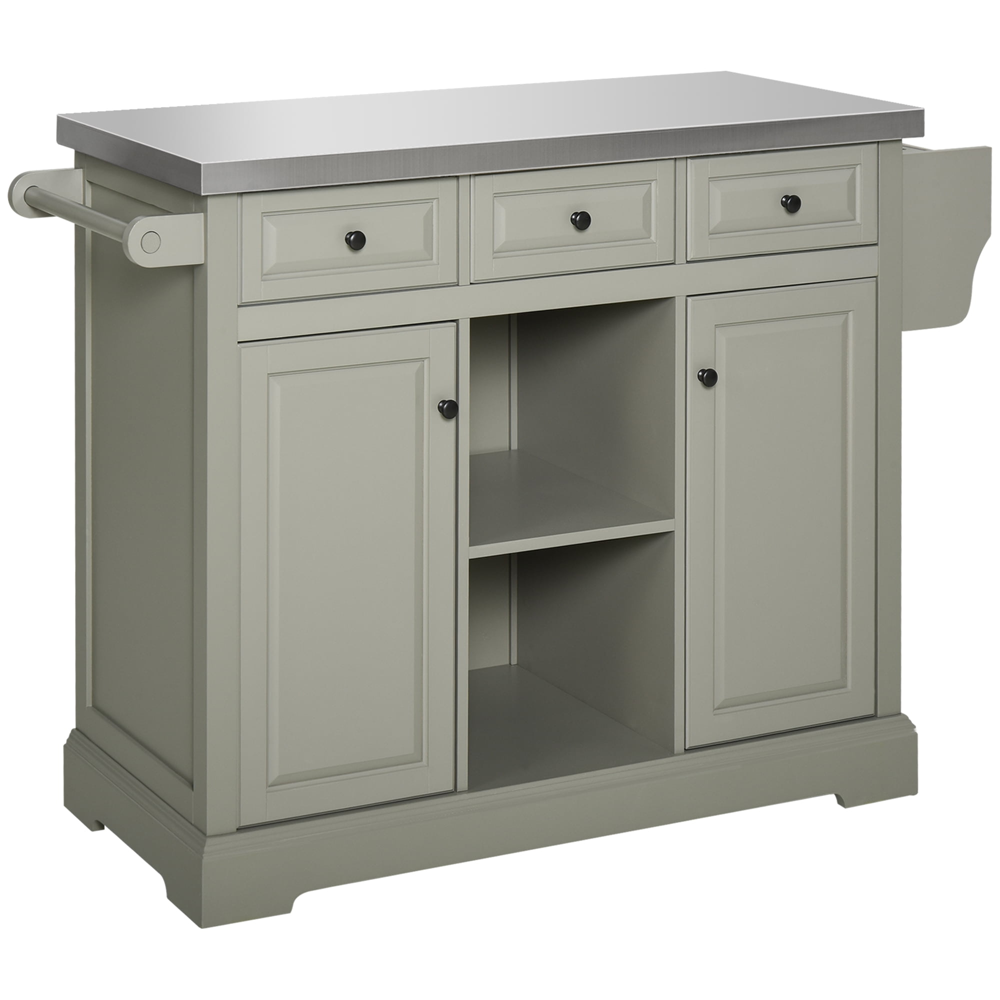 Grey Full Size Portable Kitchen Cart with Counter Top in Multiple Finishes:  Spice Rack and Towel Bar Included Measuring 51-1/2'' W x 18'' D x 34'' H By  Crosley Furniture