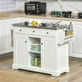 thumbnail image 1 of HOMCOM Rolling Kitchen Island with Storage, Kitchen Cart with Stainless Steel Top, Spice Rack & Drawers, White, 1 of 11