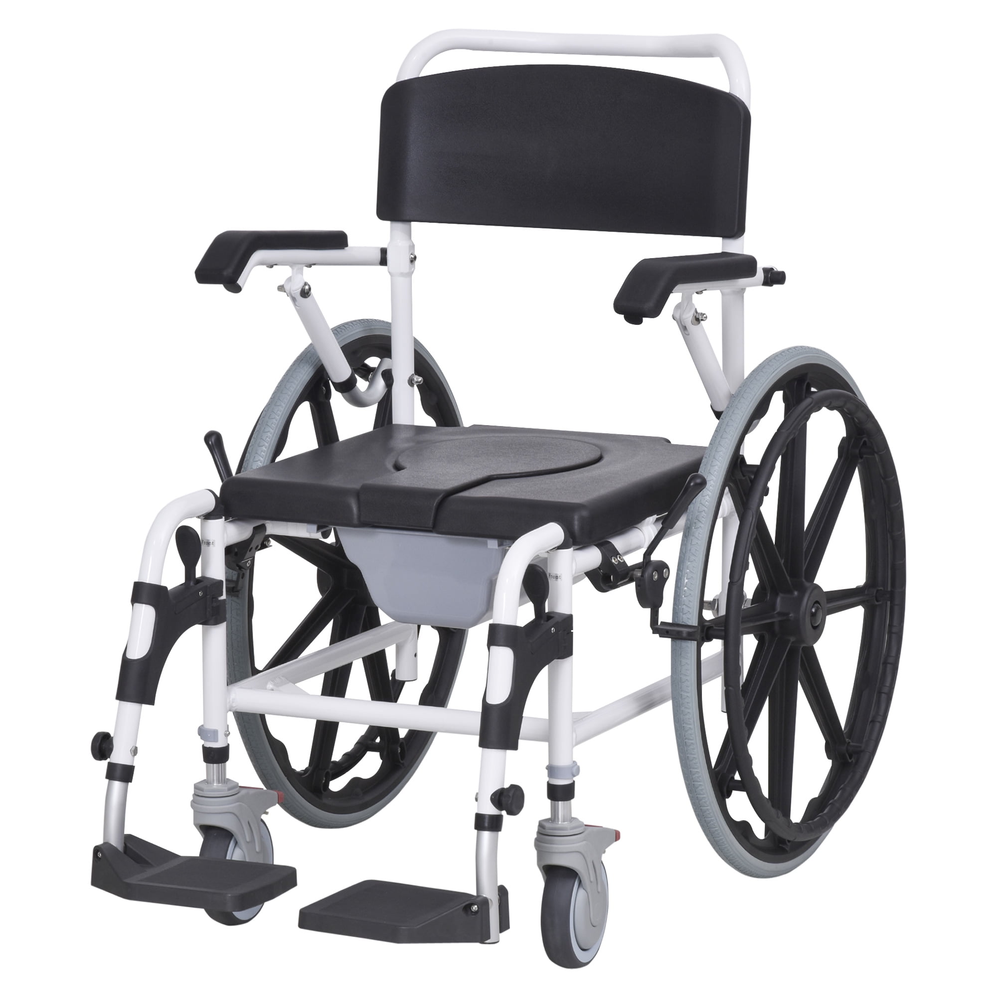 Homcom Rolling Shower Wheelchair Bath Toilet Commode With Detachable