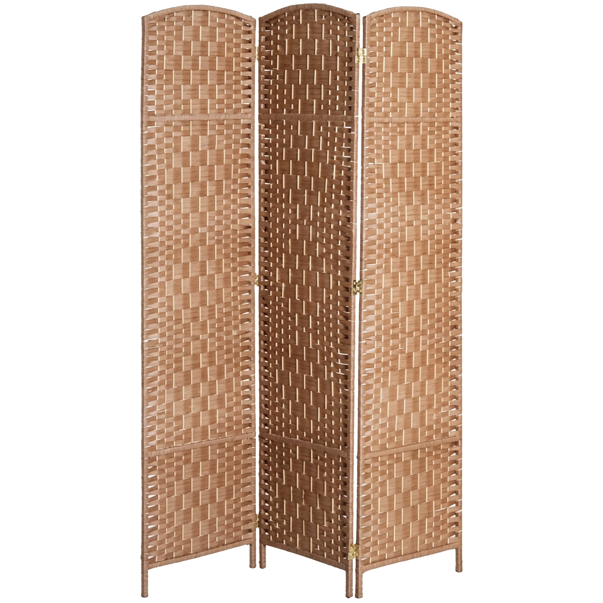 3 Panel Resin Wicker Folding Room Divider Privacy Screen Home Office Natural