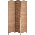 thumbnail image 1 of 3 Panel Resin Wicker Folding Room Divider Privacy Screen Home Office Natural, 1 of 8