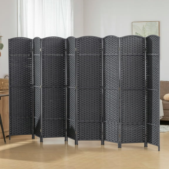 HOMCOM Room Divider, 8 Panel Folding Privacy Screen, 5.6' Tall Freestanding Partition for Home Office, Bedroom, Charcoal Gray