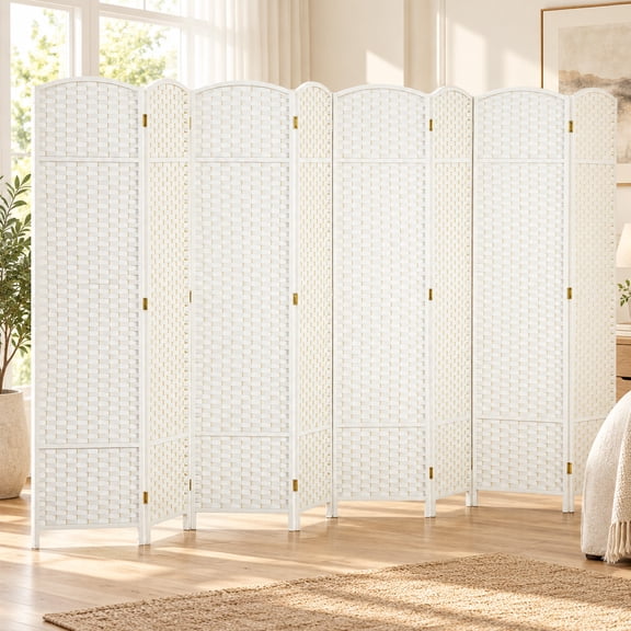 HOMCOM Room Divider, 8 Panel Folding Privacy Screen, 5.6' Tall Freestanding Partition for Home Office, Bedroom, White