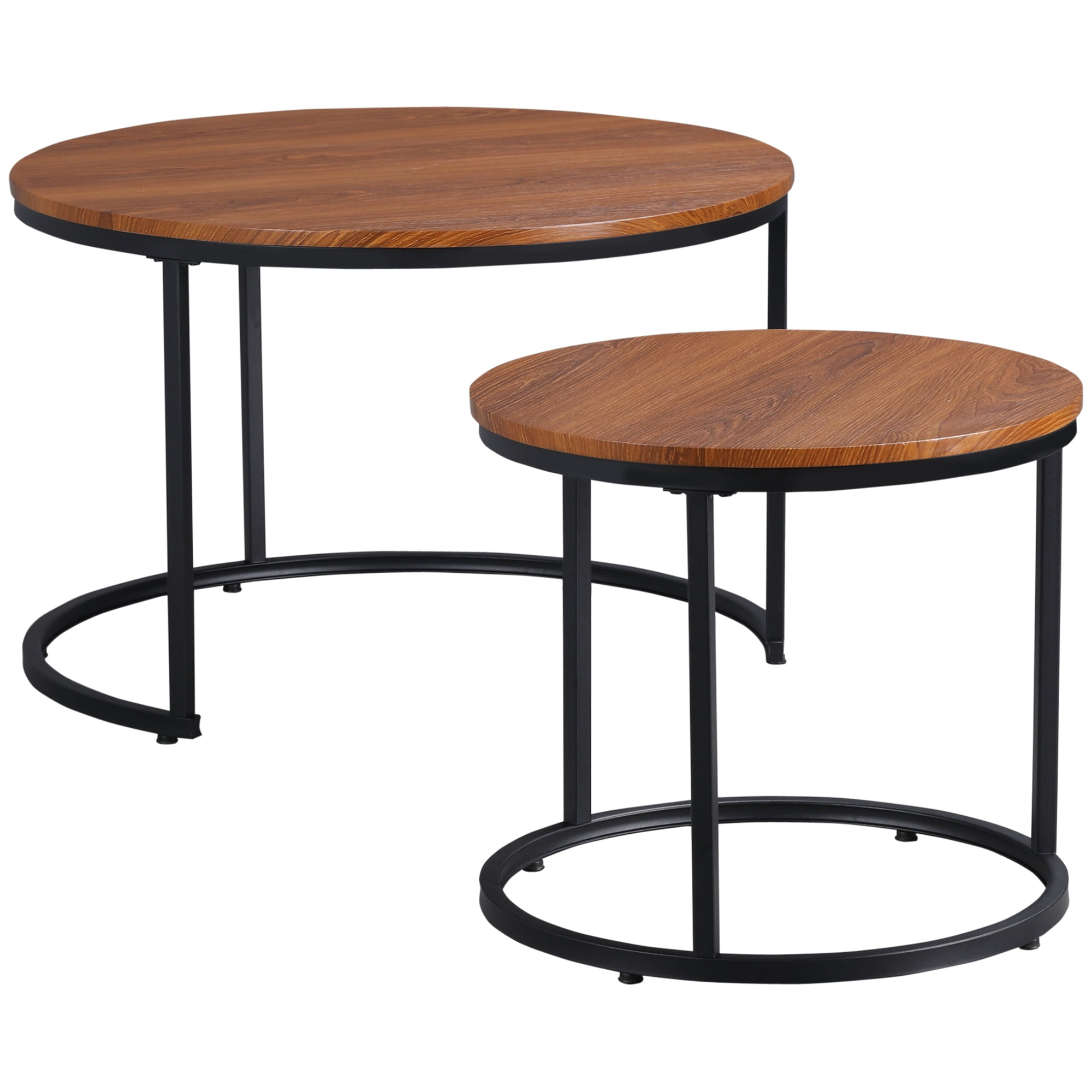 Homiyad Round Nesting Tables Set of 2, Stacking Coffee Table Set with ...