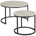 thumbnail image 1 of HOMCOM Round Nesting Tables Set of 2, Stacking Coffee Table Set with Metal Frame for Living Room, Grey, 1 of 8