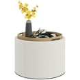 thumbnail image 1 of HOMCOM Round Storage Ottoman Coffee Table with Flip Top Tray, Cream White, 1 of 8