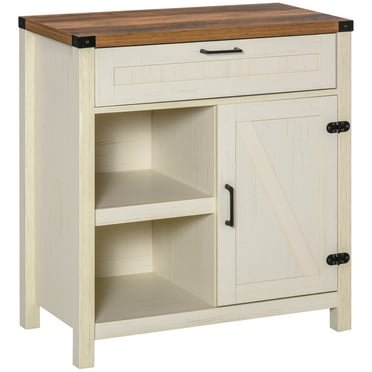 HOMCOM Rustic Wood Barn Door Storage Cabinet/Modern Farmhouse Buffet Sideboard