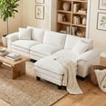 thumbnail image 1 of HOMCOM Sectional Sofa, L Shaped Couch with Deep Seat, Movable Ottoman and Pillow-top Armrests, Beige, 1 of 9