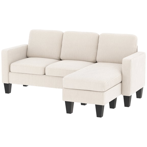 HOMCOM Sectional Sofa, L Shaped Couch with Reversible Chaise, Cream