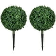 thumbnail image 1 of HOMCOM Set of 2 Artificial Boxwood Topiary Trees with Ground Stakes, 1 of 7
