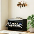 thumbnail image 1 of HOMCOM Shoe Bench with Padded Seat Cushion and Flip-Drawer, Entryway Bench Holds up to 265lb, 31.5x10.2x18.7 Inches, Black, 1 of 9