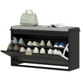 thumbnail image 1 of HOMCOM Shoe Bench with Padded Seat and Flip-Drawer for 8 Pairs, Black, 1 of 8