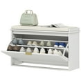 thumbnail image 1 of HOMCOM Shoe Bench with Padded Seat and Flip-Drawer for 8 Pairs, White, 1 of 9