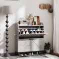 thumbnail image 1 of HOMCOM Shoe Cabinet with 2 Flip Drawers, Legs, Freestanding Narrow Shoe Storage Cabinet, Shoe Rack Organizer for Entryway, Hallway, Light Gray, 1 of 9