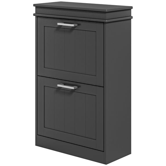 HOMCOM Shoe Cabinet with 2 Flip Drawers for 10 Pairs of Shoes, Black