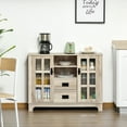 thumbnail image 1 of HOMCOM Sideboard Buffet Cabinet, Glass Door Kitchen Cabinet, Coffee Bar Cabinet with Storage Drawers & Adjustable Shelves for Living Room, White Oak, 1 of 9