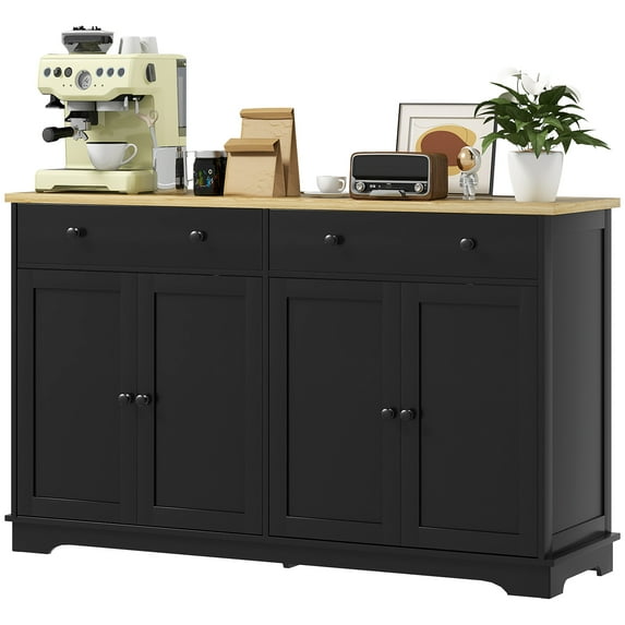 HOMCOM Sideboard Cabinet with Storage Drawers Adjustable Shelves Black