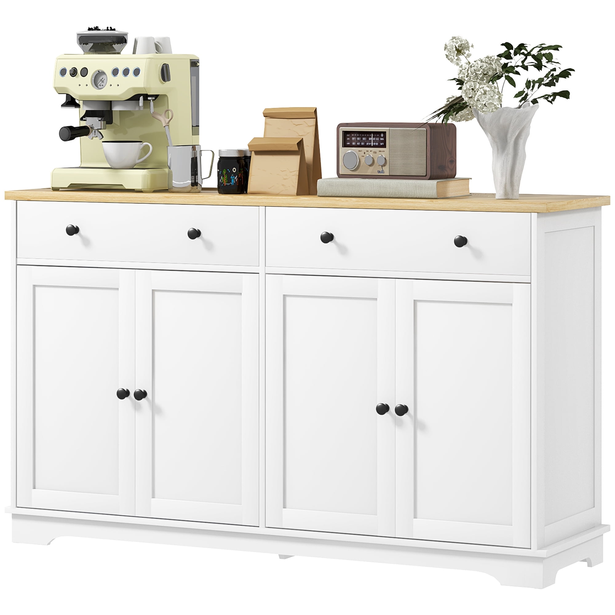 White Shaker 55'' Freestanding Sideboard Buffet Cabinet