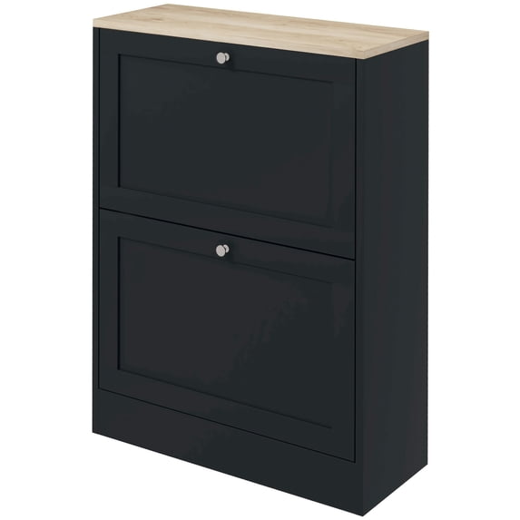 HOMCOM Slim Shoe Cabinet with 2 Flip Drawers & Adjustable Shelves, Black