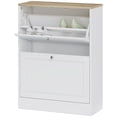 thumbnail image 1 of HOMCOM Slim Shoe Cabinet with 2 Flip Drawers & Adjustable Shelves, White, 1 of 8
