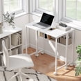 thumbnail image 1 of HOMCOM Small Folding Desk, 31.5" Foldable Computer Desk with Storage Bag, Shelf and Wheels for Small Spaces, Home Office, Easy Assembly, White, 1 of 10