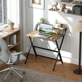 thumbnail image 1 of HOMCOM Small Folding Desk, 32" Foldable Computer Desk with Monitor Shelf, Writing Table for Small Spaces, Home Office, Study, Easy Assembly, Walnut, 1 of 9