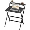 thumbnail image 1 of HOMCOM Small Folding Desk Foldable Computer Desk with Monitor Shelf Black, 1 of 8