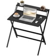 thumbnail image 1 of HOMCOM Small Folding Desk Foldable Computer Desk with Monitor Shelf Black, 1 of 8