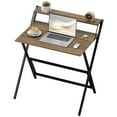 thumbnail image 1 of HOMCOM Small Folding Desk Foldable Computer Desk with Monitor Shelf Walnut, 1 of 8
