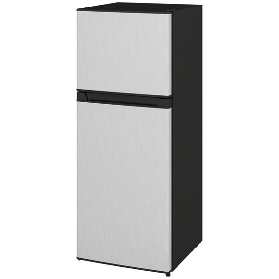 HOMCOM Small Fridge with Freezer, 4 Cu Ft Refrigerator with Shelves, Silver