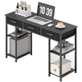 thumbnail image 1 of HOMCOM Small Writing Desk, Computer Desk with Fabric Drawers, Black, 1 of 8