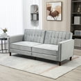 thumbnail image 1 of HOMCOM Sofa Bed w/ Reclining Split Back & Rubber Wood Legs, Light Gray, 1 of 9