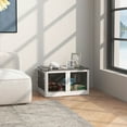 thumbnail image 1 of HOMCOM Collapsible Storage Bins with Lids and Wheels, Stackable Folding Storage Box for Bedroom, Living Room, Office, 18 Gal, White, 1 of 9