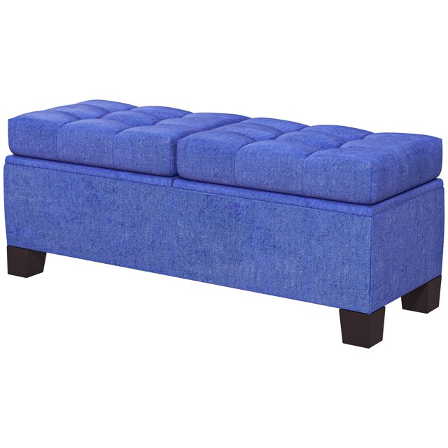 HOMCOM Storage End of Bed Bench, Upholstered Bench with Steel Frame ...