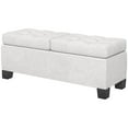 thumbnail image 1 of Homiyad 46" Storage Ottoman Bench, Upholstered End of Bed Bench with Steel Frame, Button Tufted Storage Bench with Safety Hinges for Living Room, Entryway, Bedroom, Cream, 1 of 8