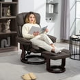 thumbnail image 1 of HOMCOM Swivel Recliner Chair with Ottoman, PU Leather Upholstered Reclining Chair with Footrest, for Living Room, Bedroom, Office, Dark Brown, 1 of 9