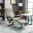 thumbnail image 1 of HOMCOM Swivel Recliner, Manual PU Leather Armchair with Ottoman Footrest for Living Room, Office, Bedroom, Grey, 1 of 10