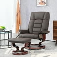 thumbnail image 1 of HOMCOM Swivel Recliner with Ottoman, Faux Leather Reclining Chair, Brown, 1 of 9