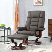 HOMCOM Swivel Recliner with Ottoman, Faux Leather Reclining Chair, Brown