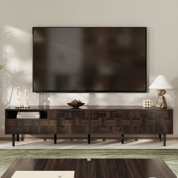 HOMCOM TV Stand, AV Media Stand, Corner Audio Tower with Storage Shelves and Steel Frame, Living Room Storage, Brown