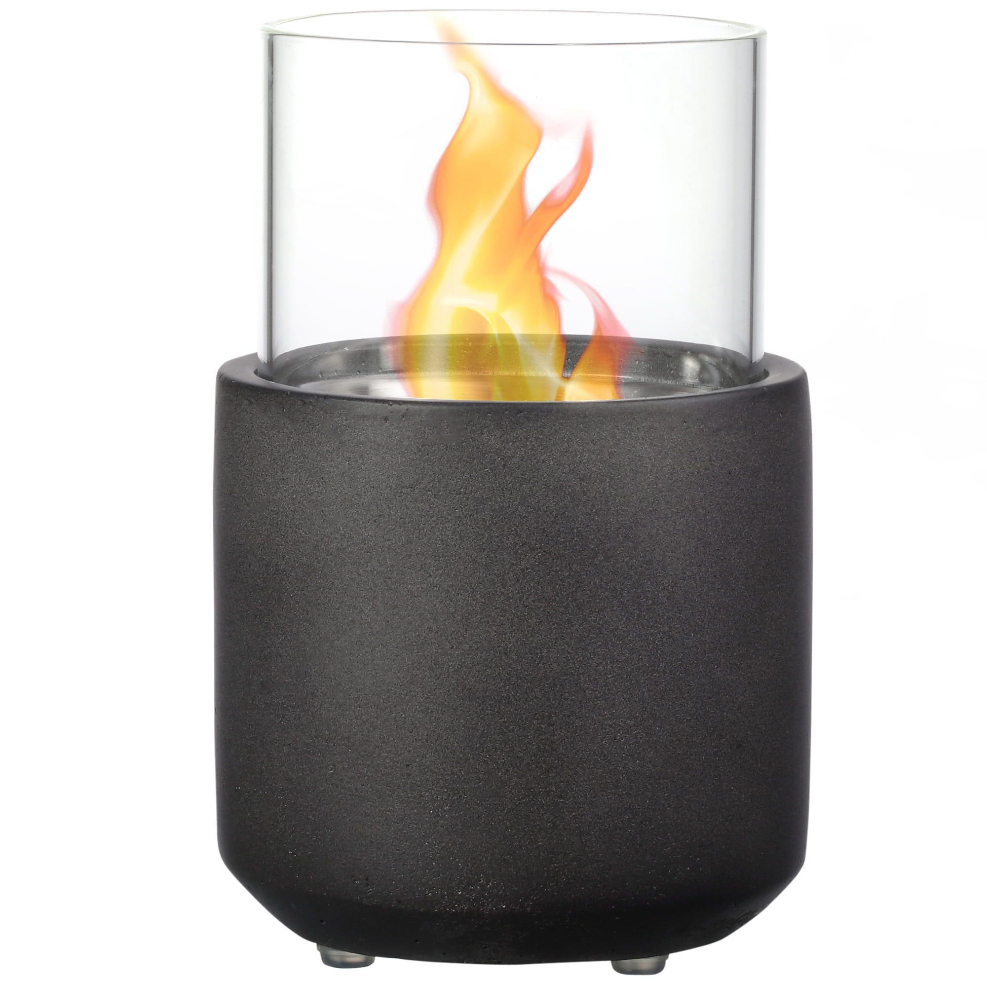 Tabletop Fireplace, Mini Concrete Ethanol Fire Bowl with Lid, Burns up with Liquid
