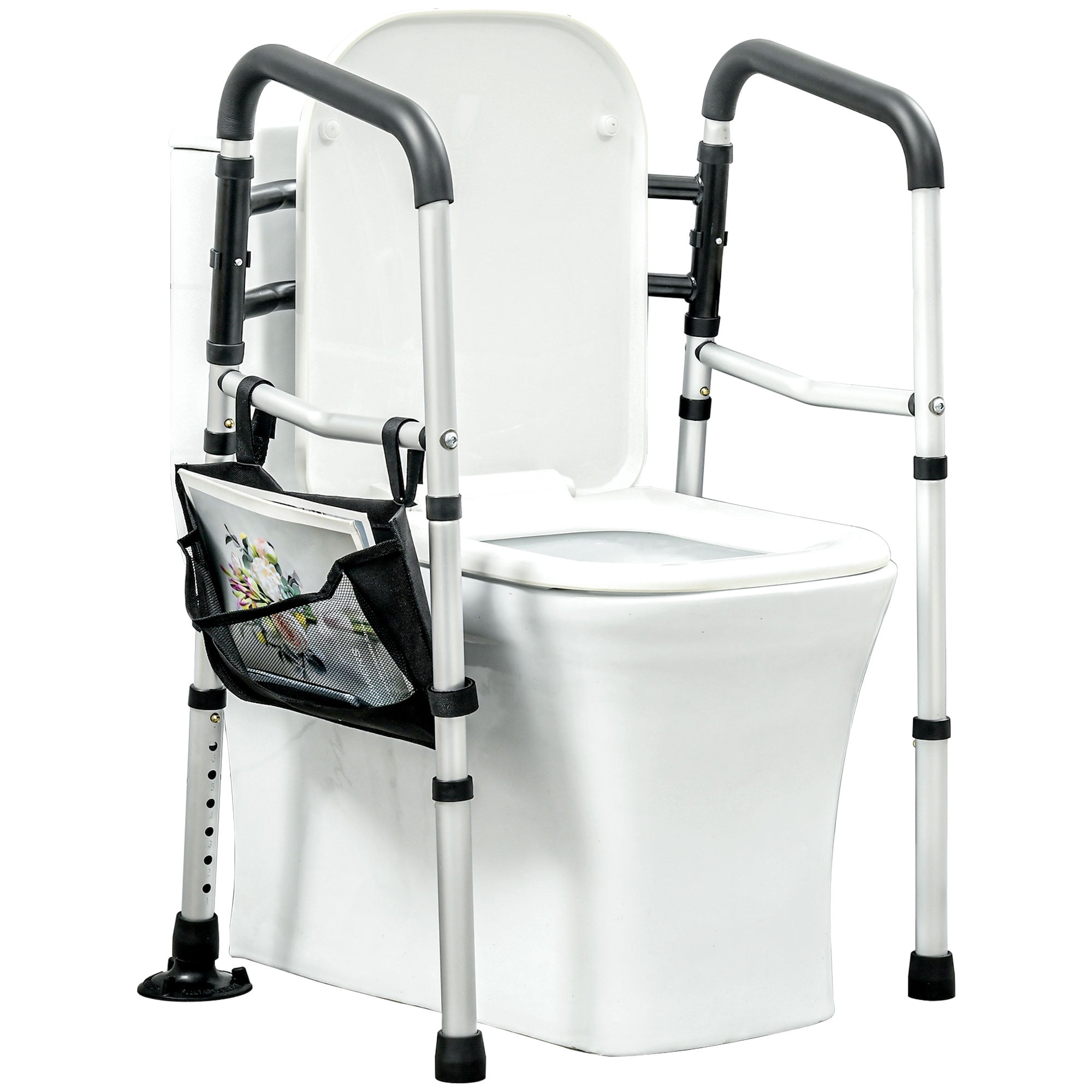 HOMCOM Toilet Safety Rails with Adjustable Height, Silver - Walmart.com