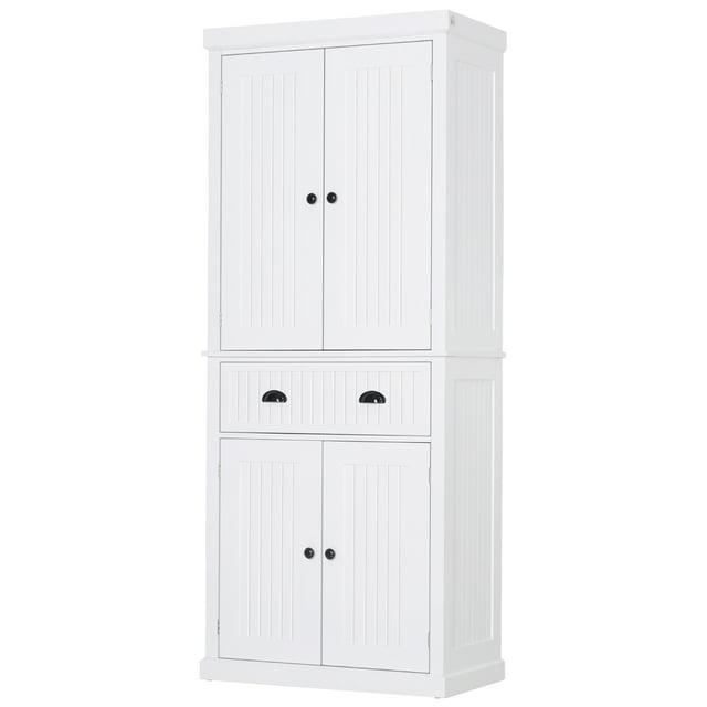 HOMCOM Traditional Freestanding Kitchen Pantry Cabinet Cupboard with ...