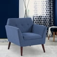 thumbnail image 1 of HOMCOM Traditional Living Room Chair, Armchair with Button Tufted Polygonal Straight Back, Single Sofa with Thick Padding, Blue, 1 of 8