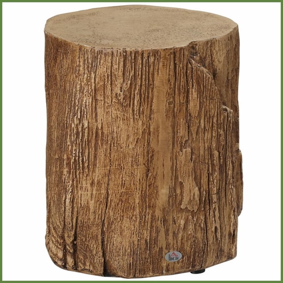 HOMCOM Wood-Grain Concrete Coffee Table, Tree Stump End Table for Indoor Outdoor, Versatile & Sturdy